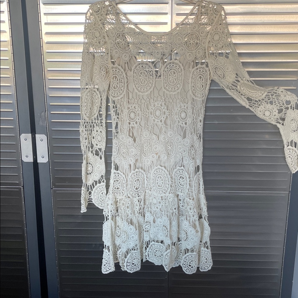 Free People Elegant Lace Crochet Dress
